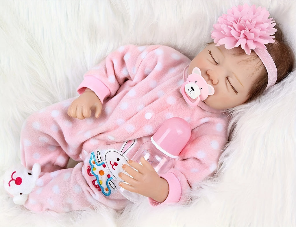 Reborn Doll 22 Inch Lifelike Reborn Baby Dolls, Newborn Girl Doll With Realistic Veins, Handmade Vinyl With Weighted Cloth Body, Advanced Painted Gift Set For Kids Age 3+