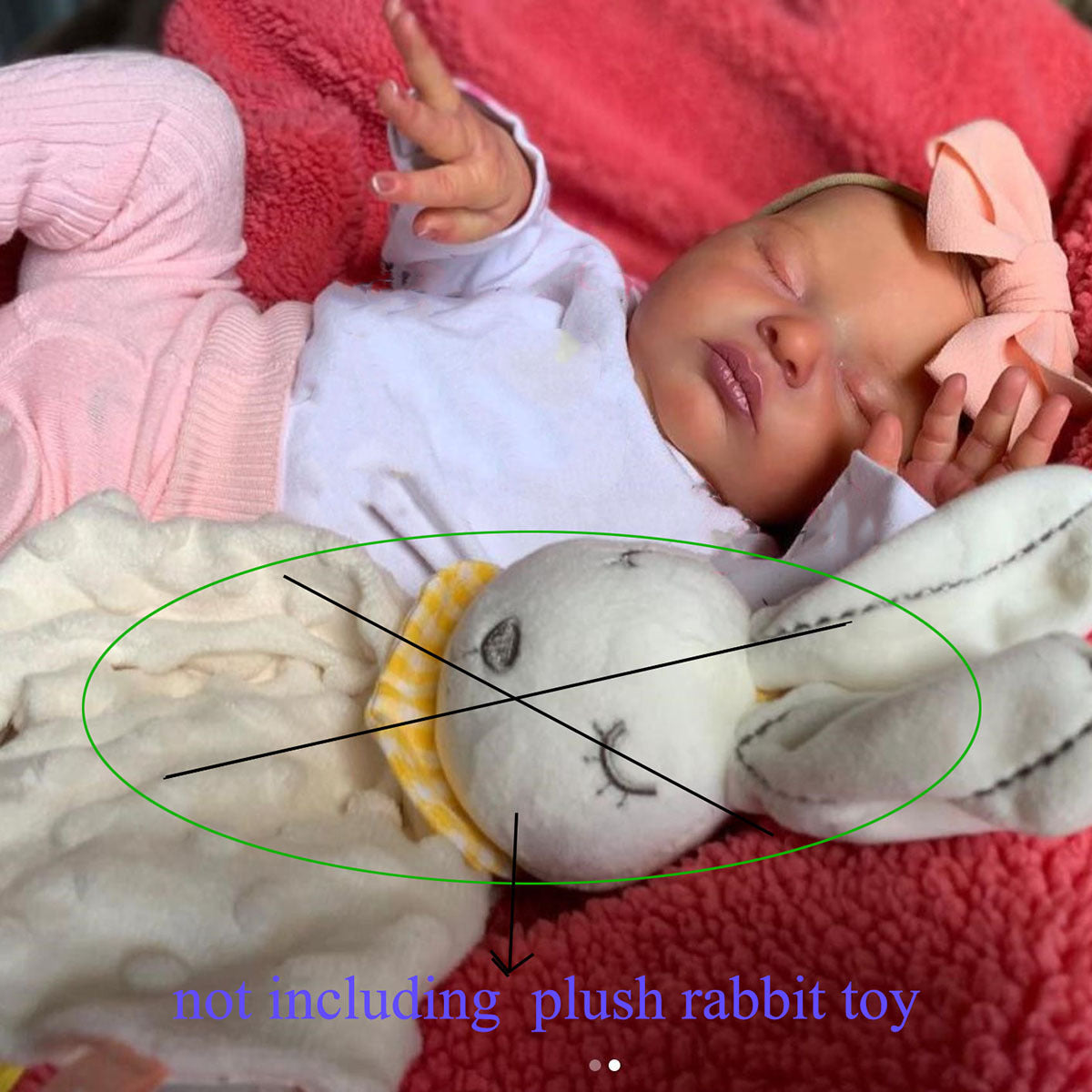 20" Realistic Reborn Baby Doll - Soft Vinyl Limbs, Cloth Body, 3D Hand-Painted Light Beige, Sleeping Newborn with Pink Bow & White Bunny Toy, Cute Gift for Girls & Kids Birthday, Baby Dolls for Girls, Playful Design, Detailed