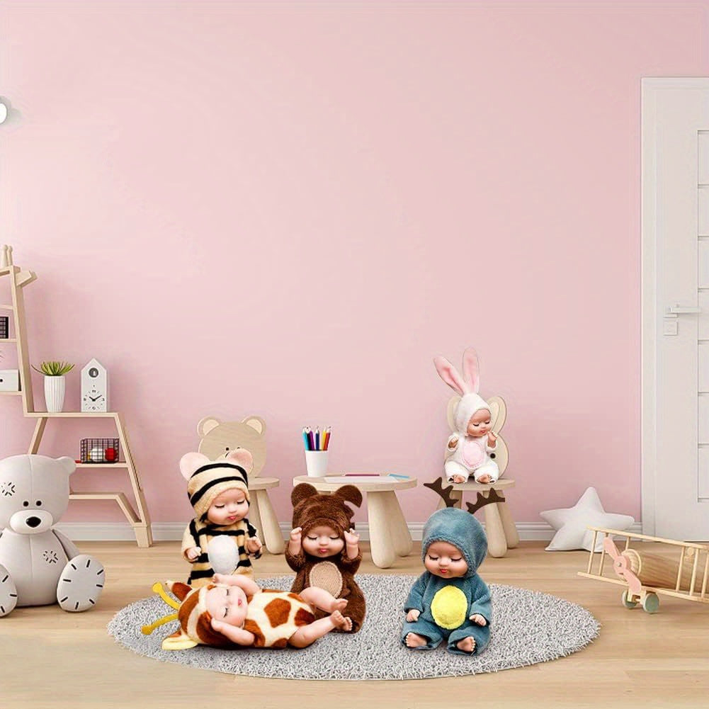 Cute 6-piece set of mini children's dolls - Washable, with animal costumes - Perfect birthday and holiday gifts for girls and boys, Christmas/Halloween gifts, Easter gifts