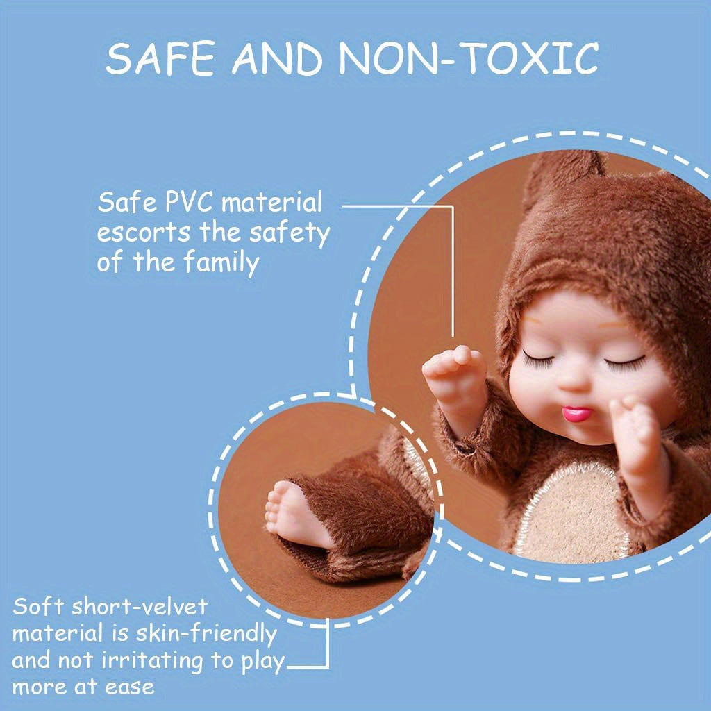 Cute 6-piece set of mini children's dolls - Washable, with animal costumes - Perfect birthday and holiday gifts for girls and boys, Christmas/Halloween gifts, Easter gifts