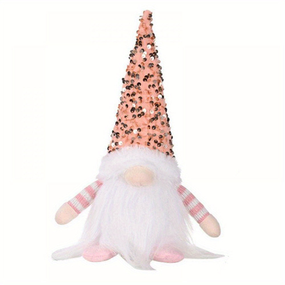 Christmas Gnome Decorations with Led Light, Handmade Sequin Swedish Tomte Gnomes, Santa Plush Table Ornaments, Figurine Holiday Decor Gift Collectible Dolls