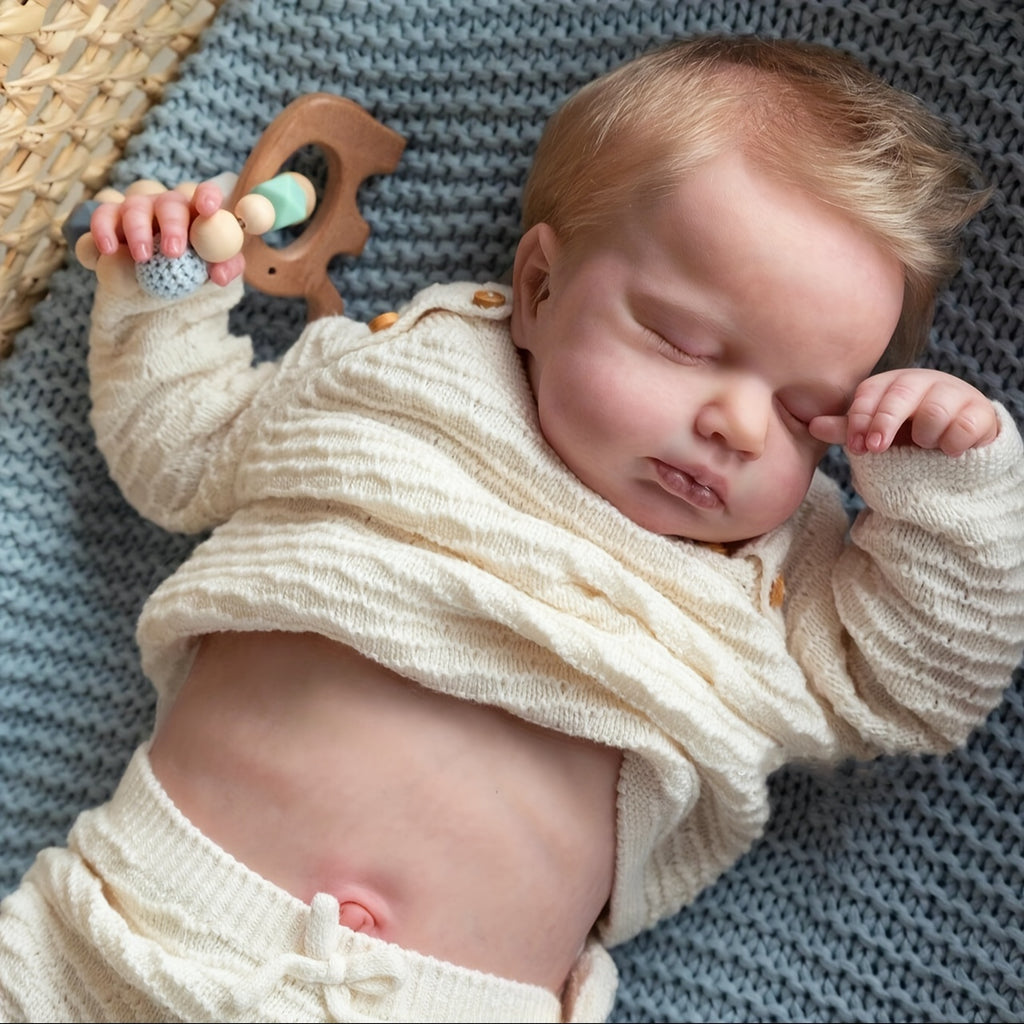 19in/49cm Soft Body Realistic Reborn Sleeping Newborn Doll - Dolls & Accessories - Full Vinyl Construction, Can Bath, 2 Outfits Included, Perfect for Halloween and Christmas Gift, Lifelike Details, Collectible and Cuddle-Frie