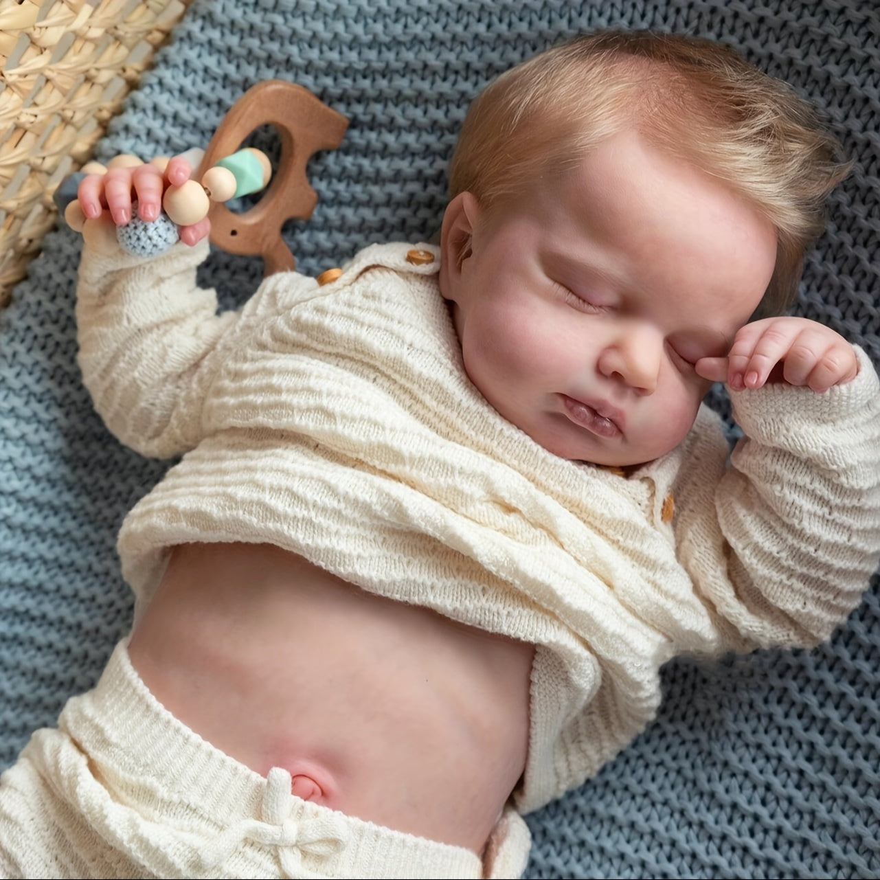 19in/49cm Soft Body Realistic Reborn Sleeping Newborn Doll - Dolls & Accessories - Full Vinyl Construction, Can Bath, 2 Outfits Included, Perfect for Halloween and Christmas Gift, Lifelike Details, Collectible and Cuddle-Frie