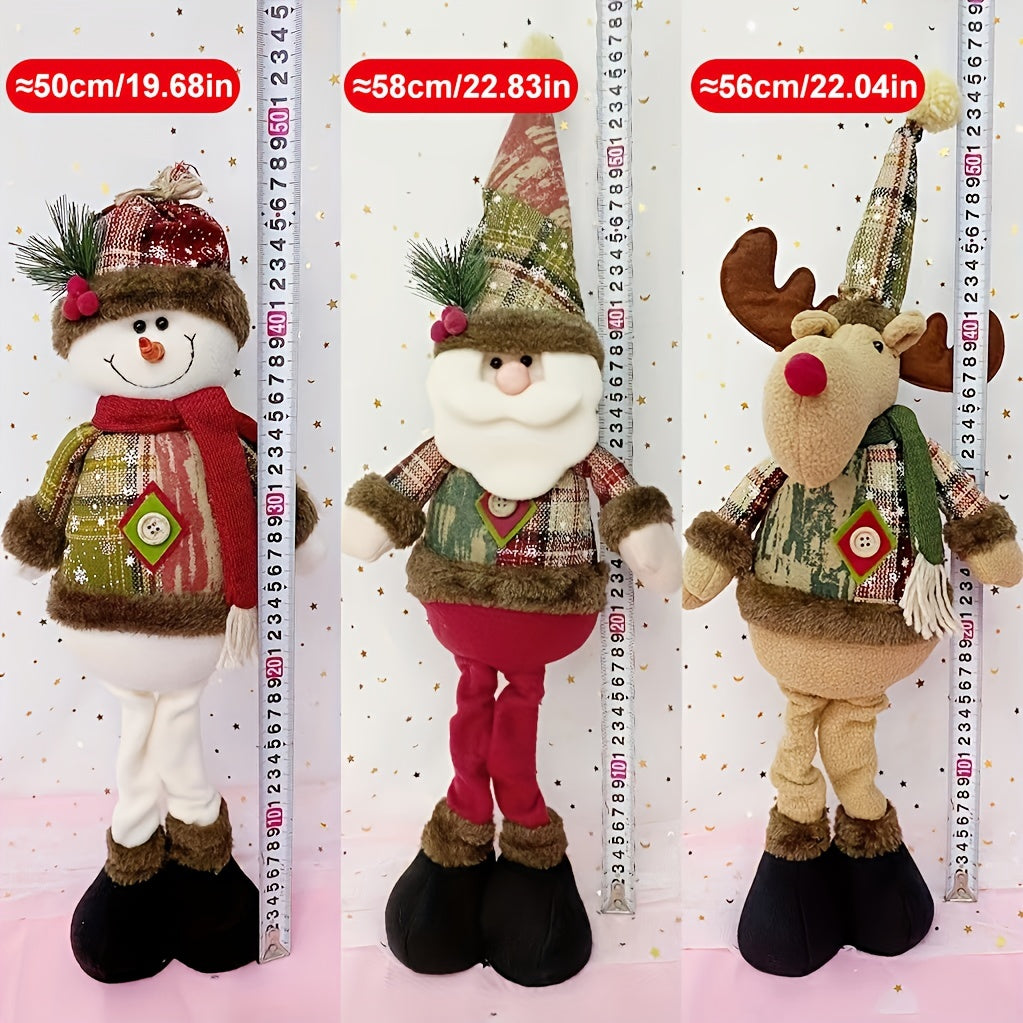 1pc/3pcs, Christmas Dolls Tree Decor New Year Ornament Reindeer Snowman Santa Claus Standing Doll Navidad Decoration Merry Christmas