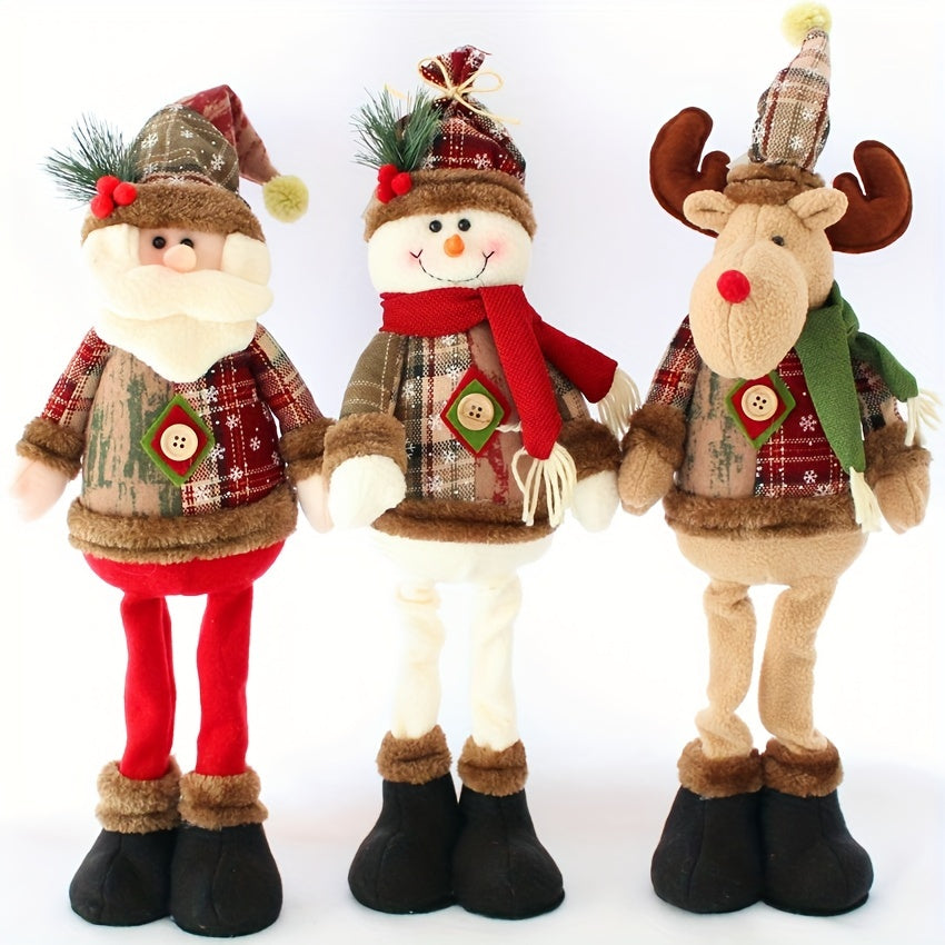 1pc/3pcs, Christmas Dolls Tree Decor New Year Ornament Reindeer Snowman Santa Claus Standing Doll Navidad Decoration Merry Christmas