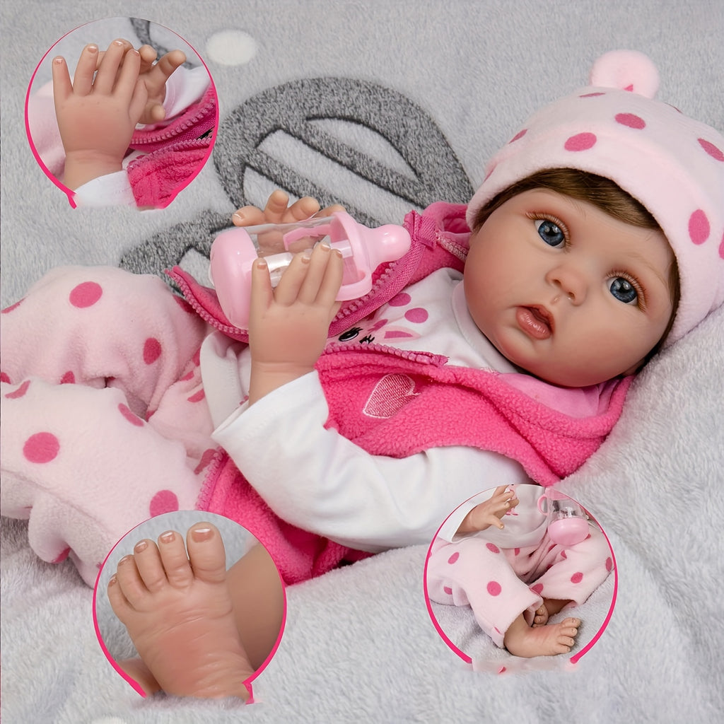 Reborn Dolls 20inch 50cm Realistic Newborn Bebe Girl Soft Silicone Vinyl Baby Dolls Toy With Plush Pink Giraffe For Kids Christmas Gift