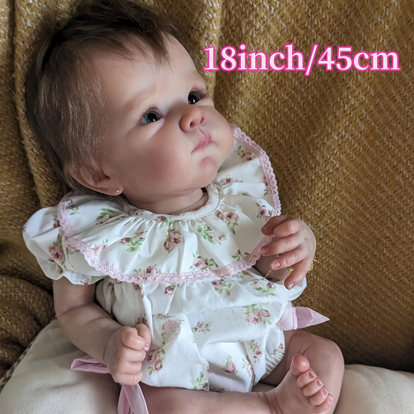 Newborn Baby Doll, 18 Inch Reborn Baby Dolls Soft Touch Baby Doll, Lifelike Realistic Real Looking With Veins Handrooted Hair Toddler For Kids Birthday/Christmas Gifts