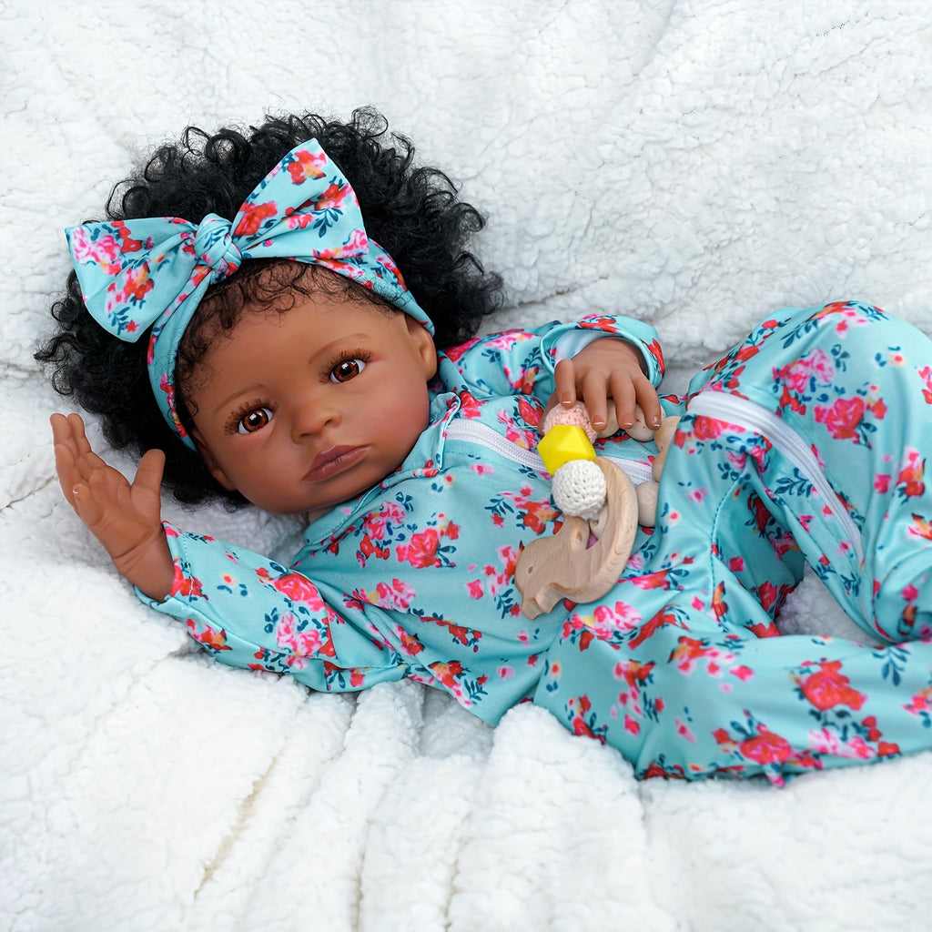 BABESIDE Lifelike Reborn Black Girl- 18-Inch Realistic Newborn Real Life Baby Dolls With Clothes And Toy Gift For Kids Age 3+