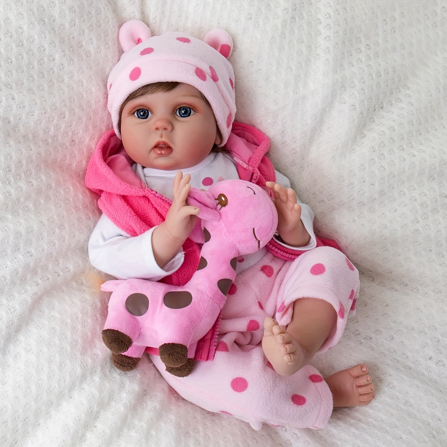 Reborn Dolls 20inch 50cm Realistic Newborn Bebe Girl Soft Silicone Vinyl Baby Dolls Toy With Plush Pink Giraffe For Kids Christmas Gift