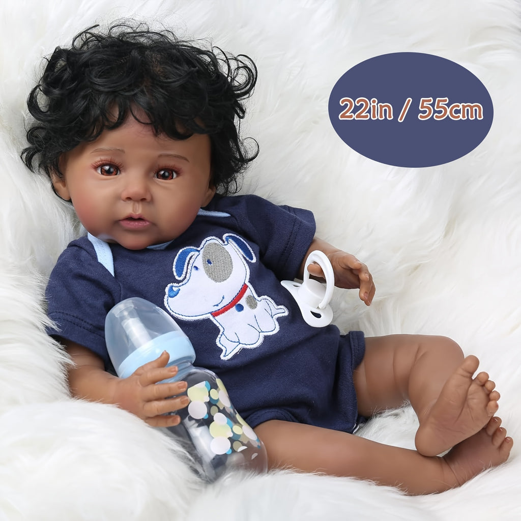 KAZD Black Reborn Baby Dolls - 20 inch Reborn Baby Dolls African American, Lifelike Baby Doll That Look Real Weighted Soft Body with Accessories Gift Set for Girls Boy Age 3+
