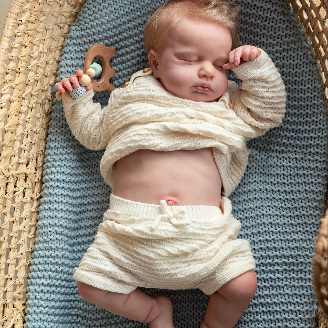 19in/49cm Soft Body Realistic Reborn Sleeping Newborn Doll - Dolls & Accessories - Full Vinyl Construction, Can Bath, 2 Outfits Included, Perfect for Halloween and Christmas Gift, Lifelike Details, Collectible and Cuddle-Frie