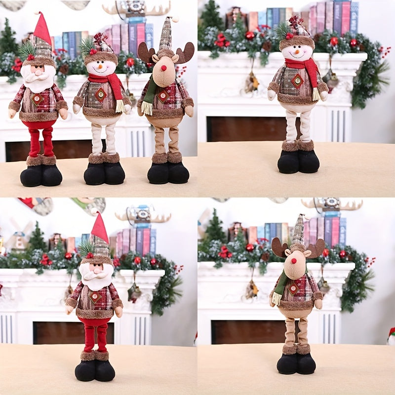 1pc/3pcs, Christmas Dolls Tree Decor New Year Ornament Reindeer Snowman Santa Claus Standing Doll Navidad Decoration Merry Christmas