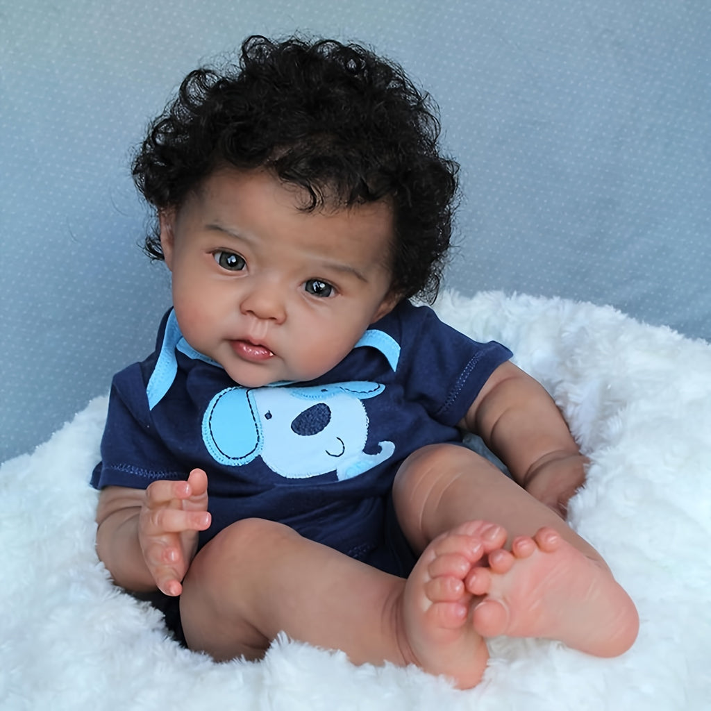 KAZD Black Reborn Baby Dolls - 20 inch Reborn Baby Dolls African American, Lifelike Baby Doll That Look Real Weighted Soft Body with Accessories Gift Set for Girls Boy Age 3+