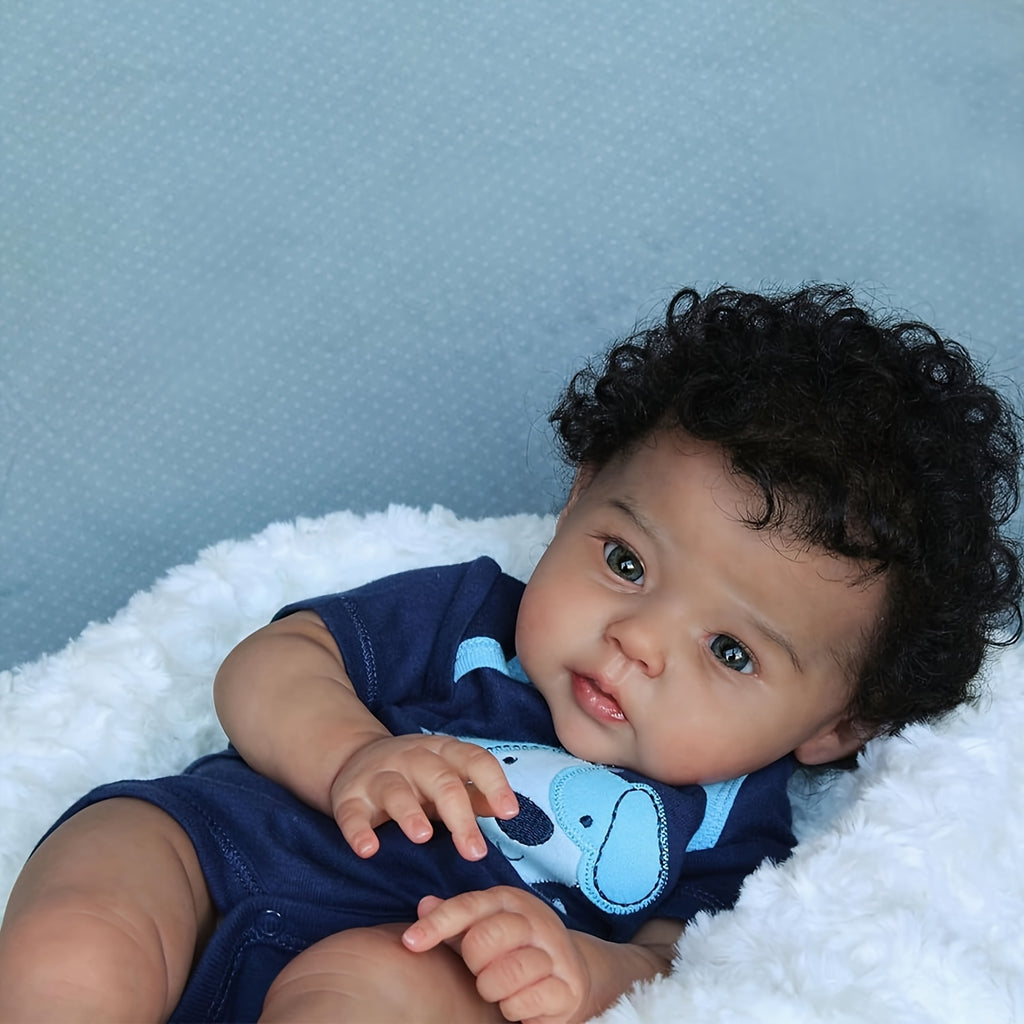 KAZD Black Reborn Baby Dolls - 20 inch Reborn Baby Dolls African American, Lifelike Baby Doll That Look Real Weighted Soft Body with Accessories Gift Set for Girls Boy Age 3+