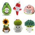 6-Pack Mini Positive Affirmation Plushies, 3-Inch Knitted Fabric Stuffed Dolls, Emotional Support Fun Potatoes, Party Decor Figure Toys, Woolen Encouragement Gift for Women and Moms, Suitable for Ages 14+