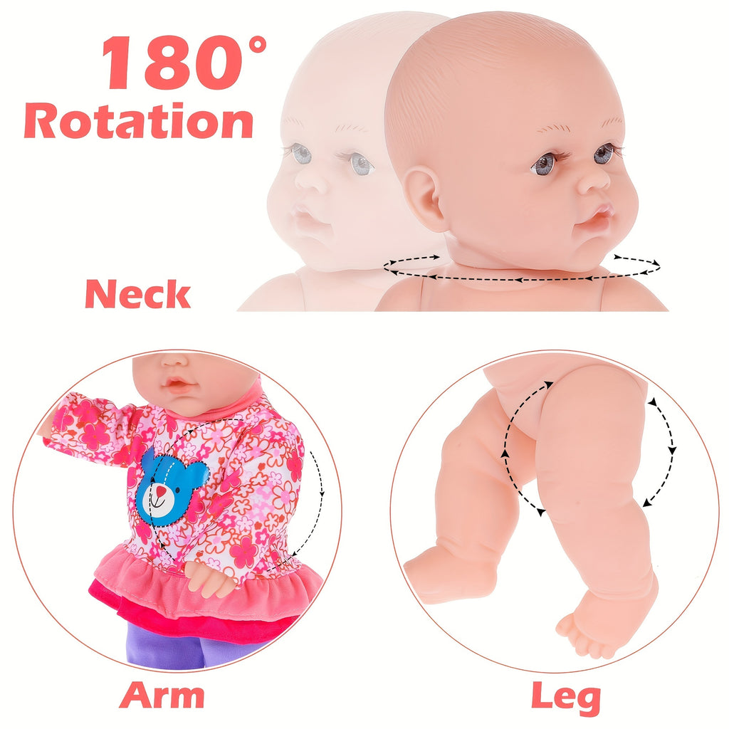 12 Inch Baby Doll And Accessories-Reborn Baby Dolls Real Life Baby Dolls With 3 Sets Clothes, Backpack, Pacifier, Bottle