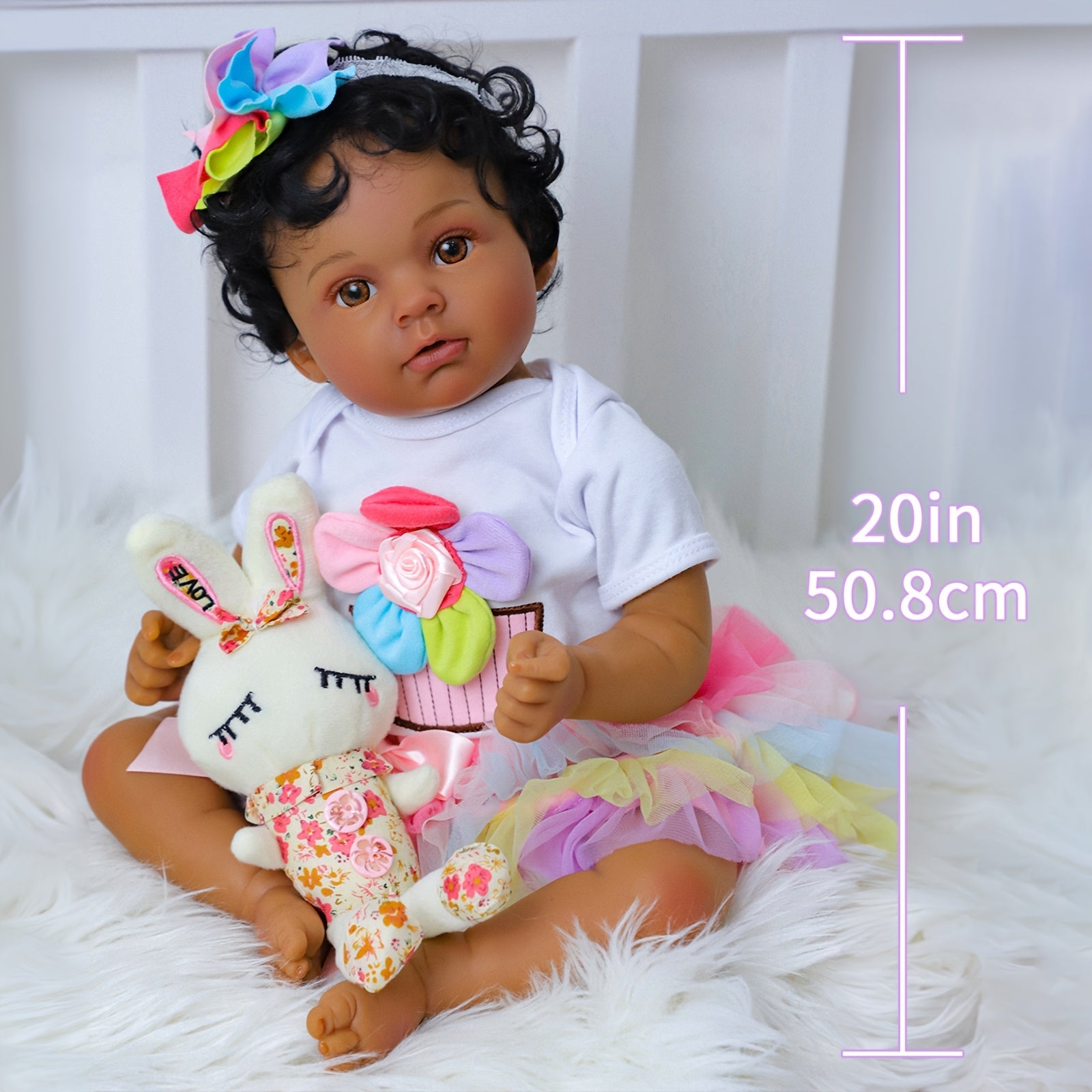 Lifelike Reborn Baby Dolls Black Girl -Anna, 20 Inches Realistic Baby Dolls with African American Vinyl Weighted Body-Newborn Baby Doll Gift Set for Kids Age 3+ Christmas, Halloween Gift
