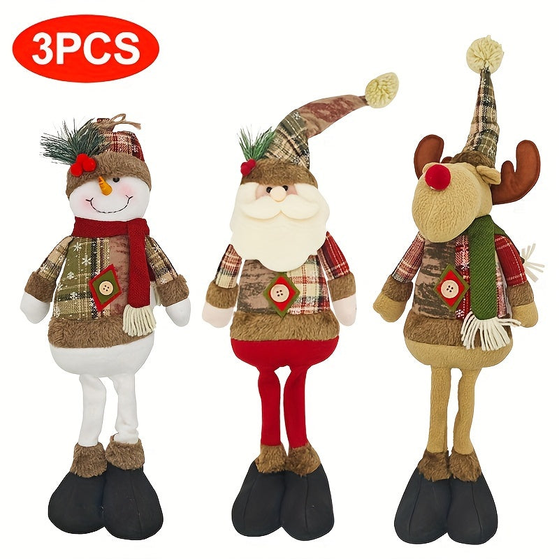 1pc/3pcs, Christmas Dolls Tree Decor New Year Ornament Reindeer Snowman Santa Claus Standing Doll Navidad Decoration Merry Christmas