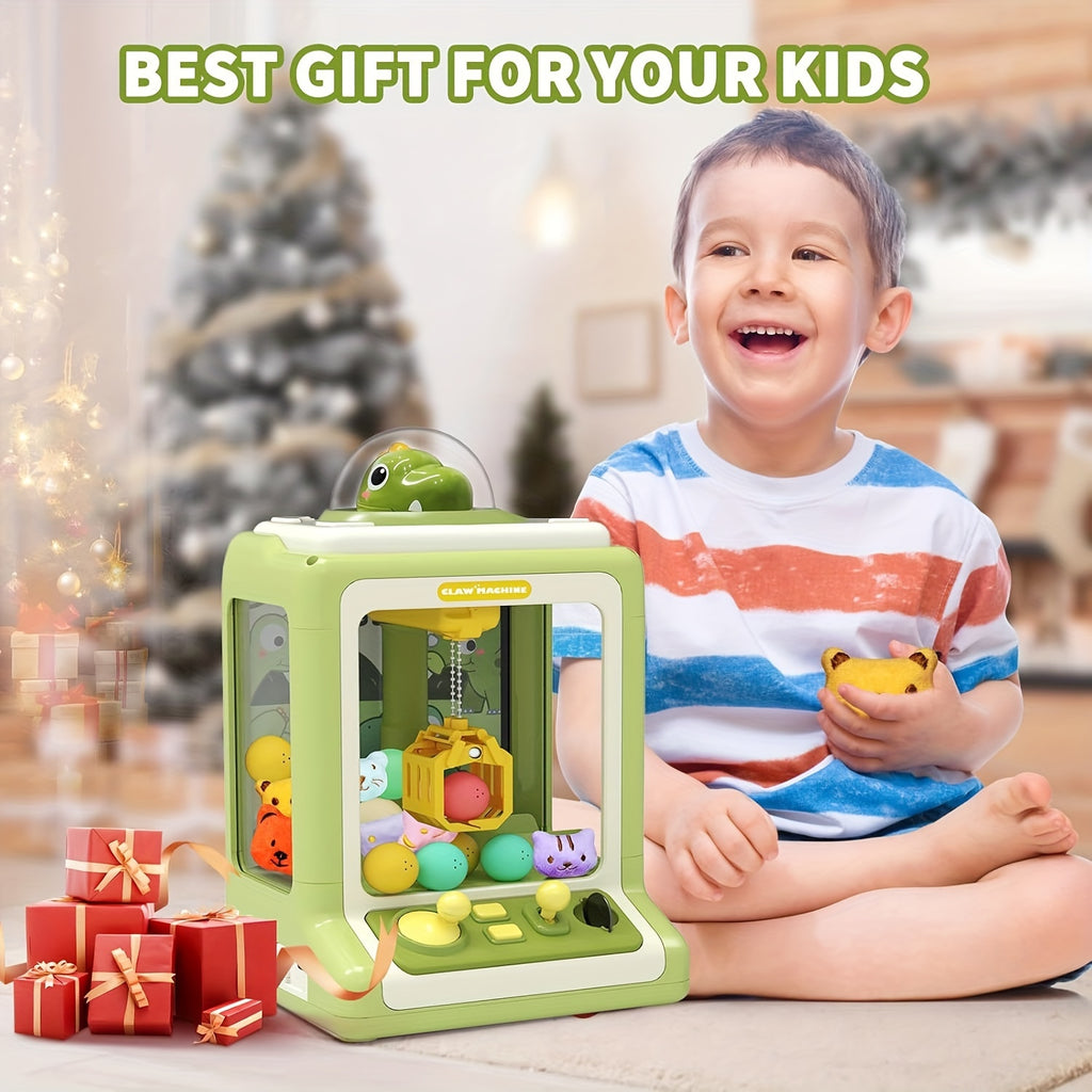 10 Dolls, 10 Twisting Eggs Mini Claw Machine, Dinosaur Claw Vending Machine with Music, Suitable for Party Birthday Gifts, Penny Drop Game