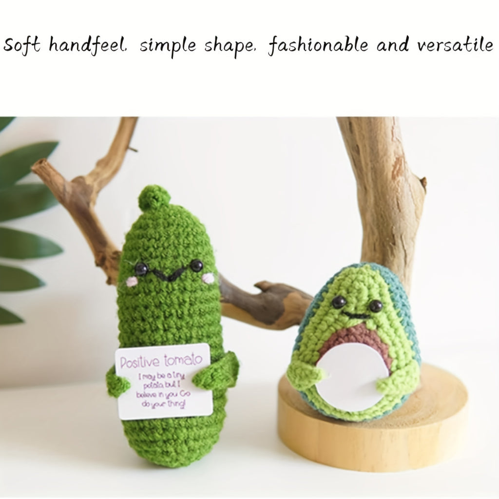 6-Pack Mini Positive Affirmation Plushies, 3-Inch Knitted Fabric Stuffed Dolls, Emotional Support Fun Potatoes, Party Decor Figure Toys, Woolen Encouragement Gift for Women and Moms, Suitable for Ages 14+