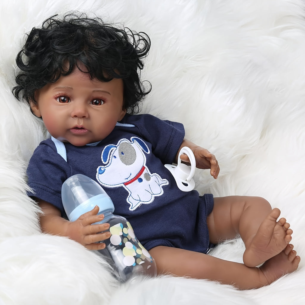 KAZD Black Reborn Baby Dolls - 20 inch Reborn Baby Dolls African American, Lifelike Baby Doll That Look Real Weighted Soft Body with Accessories Gift Set for Girls Boy Age 3+
