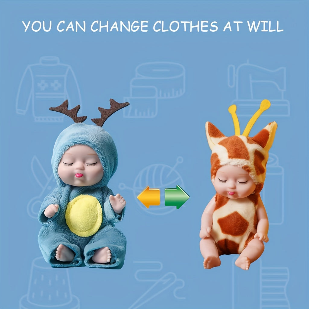 Cute 6-piece set of mini children's dolls - Washable, with animal costumes - Perfect birthday and holiday gifts for girls and boys, Christmas/Halloween gifts, Easter gifts