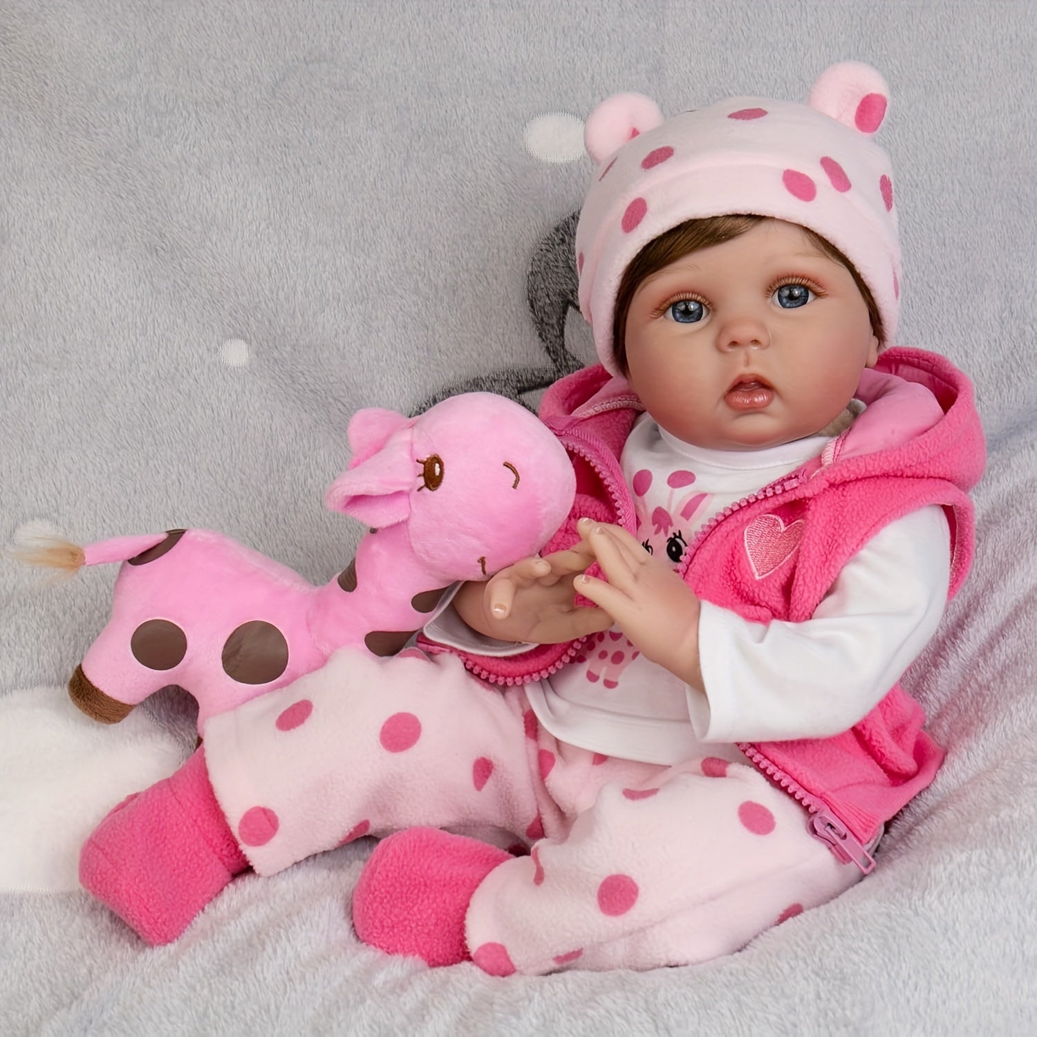 Reborn Dolls 20inch 50cm Realistic Newborn Bebe Girl Soft Silicone Vinyl Baby Dolls Toy With Plush Pink Giraffe For Kids Christmas Gift