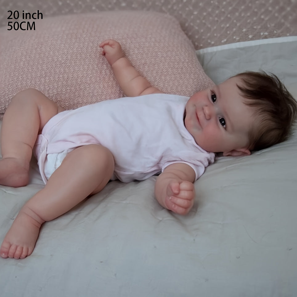 TERABITHIA 20 Inches So Truly Rooted Hair Sweet Smile Lifelike Reborn Baby Doll Crafted In Full Body Silicone Vinyl Anatomically Correct Realistic Newborn Girl Dolls Bath Toy For Girls
