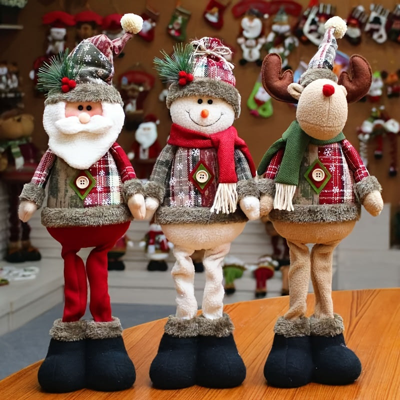 1pc/3pcs, Christmas Dolls Tree Decor New Year Ornament Reindeer Snowman Santa Claus Standing Doll Navidad Decoration Merry Christmas