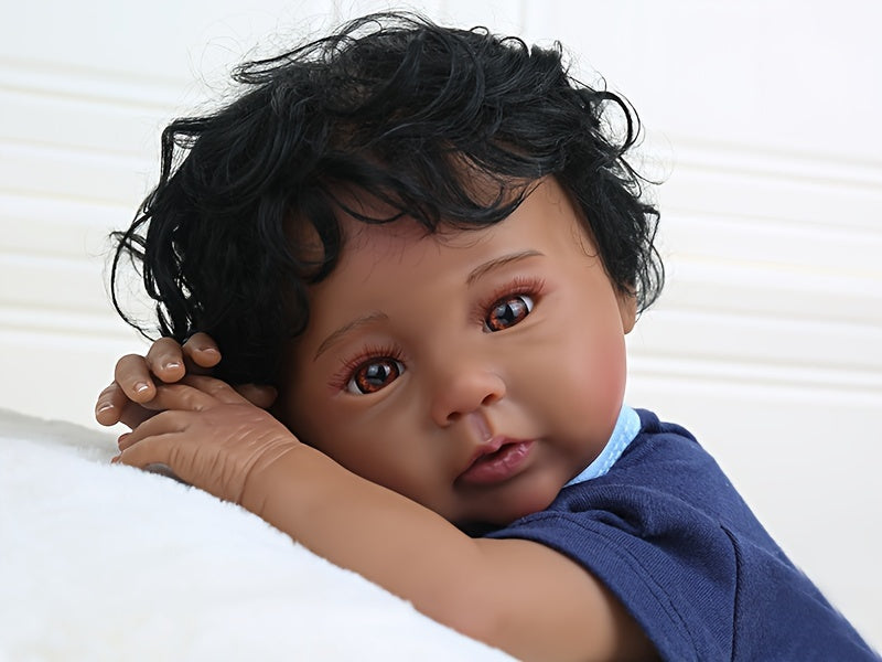 KAZD Black Reborn Baby Dolls - 20 inch Reborn Baby Dolls African American, Lifelike Baby Doll That Look Real Weighted Soft Body with Accessories Gift Set for Girls Boy Age 3+