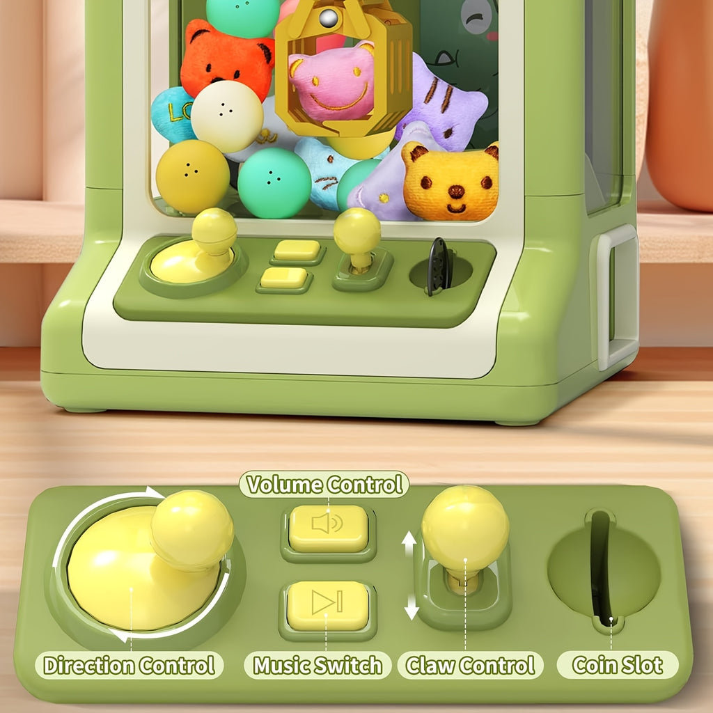 10 Dolls, 10 Twisting Eggs Mini Claw Machine, Dinosaur Claw Vending Machine with Music, Suitable for Party Birthday Gifts, Penny Drop Game