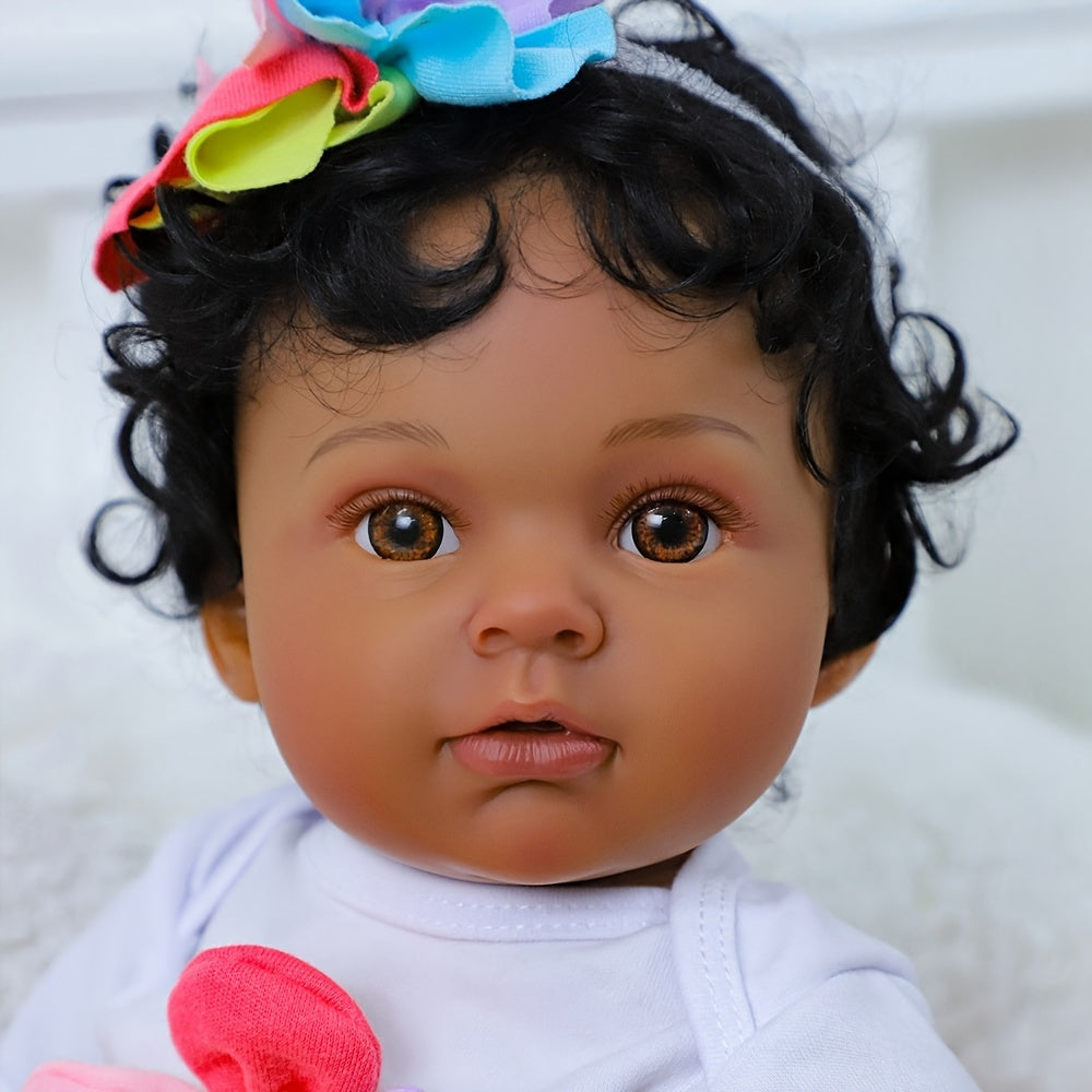 Lifelike Reborn Baby Dolls Black Girl -Anna, 20 Inches Realistic Baby Dolls with African American Vinyl Weighted Body-Newborn Baby Doll Gift Set for Kids Age 3+ Christmas, Halloween Gift