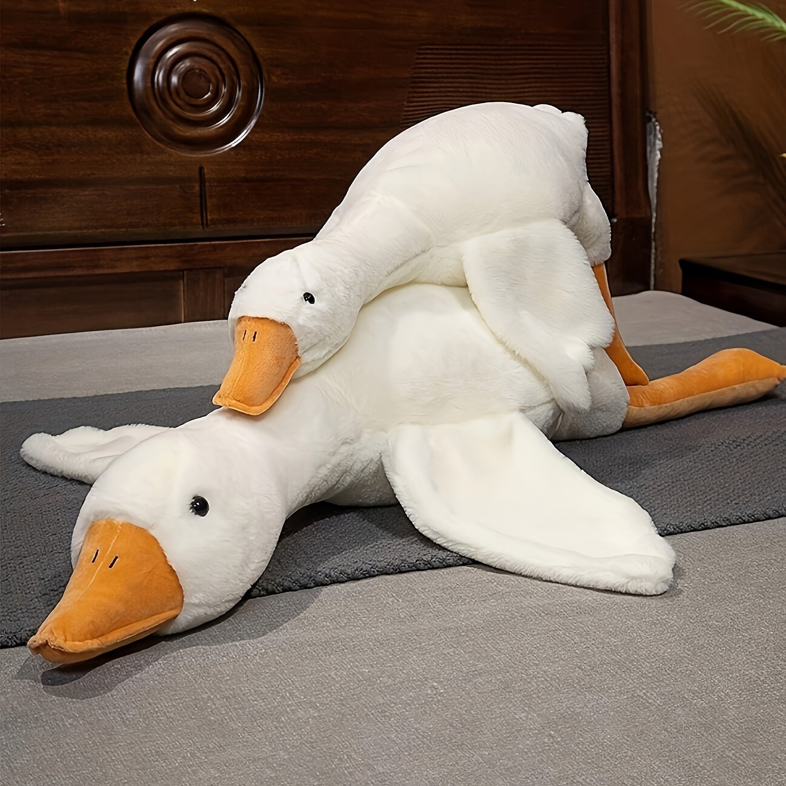 3 Sizes Big White Duck Plush Toys Cute Animal Stuffed Soft Dolls Floor Mat Home Decor Girls Birthday Gifts Not Suitable for Sleeping Thanksgiving Gifts Halloween Chirstmas Decor Gifts