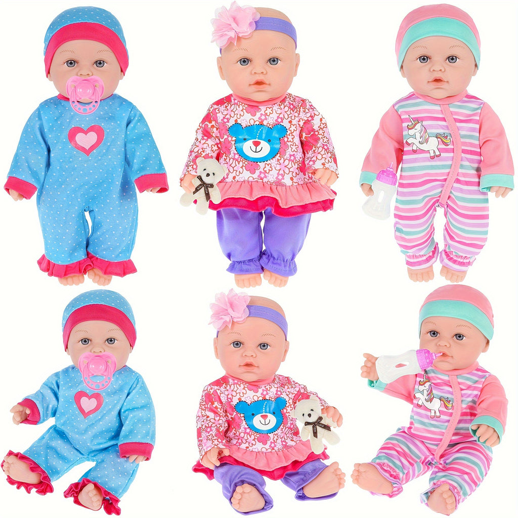 12 Inch Baby Doll And Accessories-Reborn Baby Dolls Real Life Baby Dolls With 3 Sets Clothes, Backpack, Pacifier, Bottle