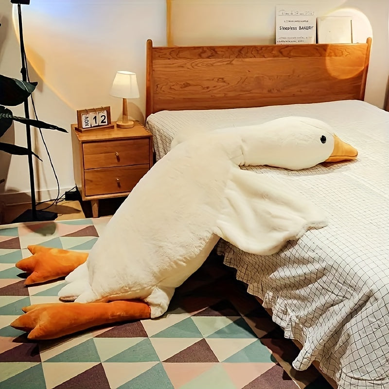 3 Sizes Big White Duck Plush Toys Cute Animal Stuffed Soft Dolls Floor Mat Home Decor Girls Birthday Gifts Not Suitable for Sleeping Thanksgiving Gifts Halloween Chirstmas Decor Gifts