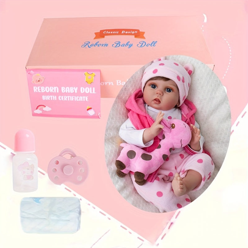 Reborn Dolls 20inch 50cm Realistic Newborn Bebe Girl Soft Silicone Vinyl Baby Dolls Toy With Plush Pink Giraffe For Kids Christmas Gift