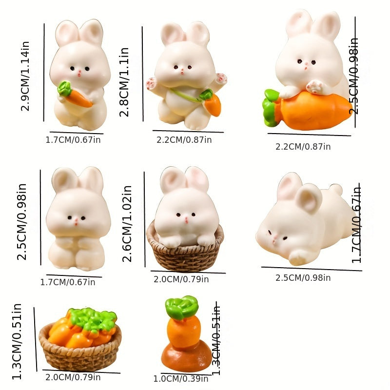 8pcs Set of Rabbit Car Screen Small Ornaments for Central Control Display, Poppin' Dolls for Women's Car Interior Decoration