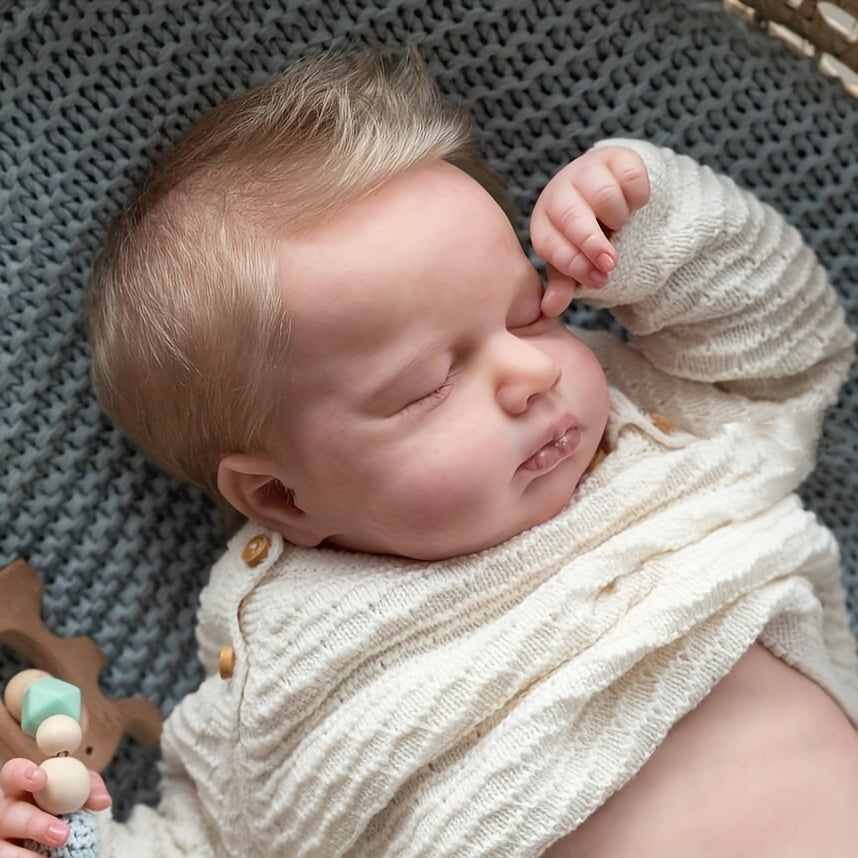 19in/49cm Soft Body Realistic Reborn Sleeping Newborn Doll - Dolls & Accessories - Full Vinyl Construction, Can Bath, 2 Outfits Included, Perfect for Halloween and Christmas Gift, Lifelike Details, Collectible and Cuddle-Frie