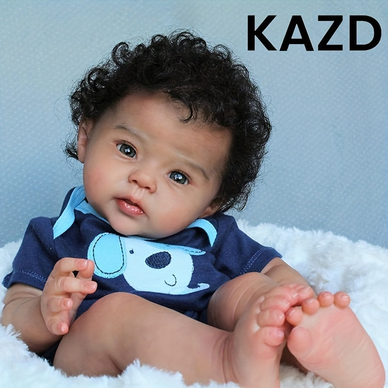 KAZD Black Reborn Baby Dolls - 20 inch Reborn Baby Dolls African American, Lifelike Baby Doll That Look Real Weighted Soft Body with Accessories Gift Set for Girls Boy Age 3+
