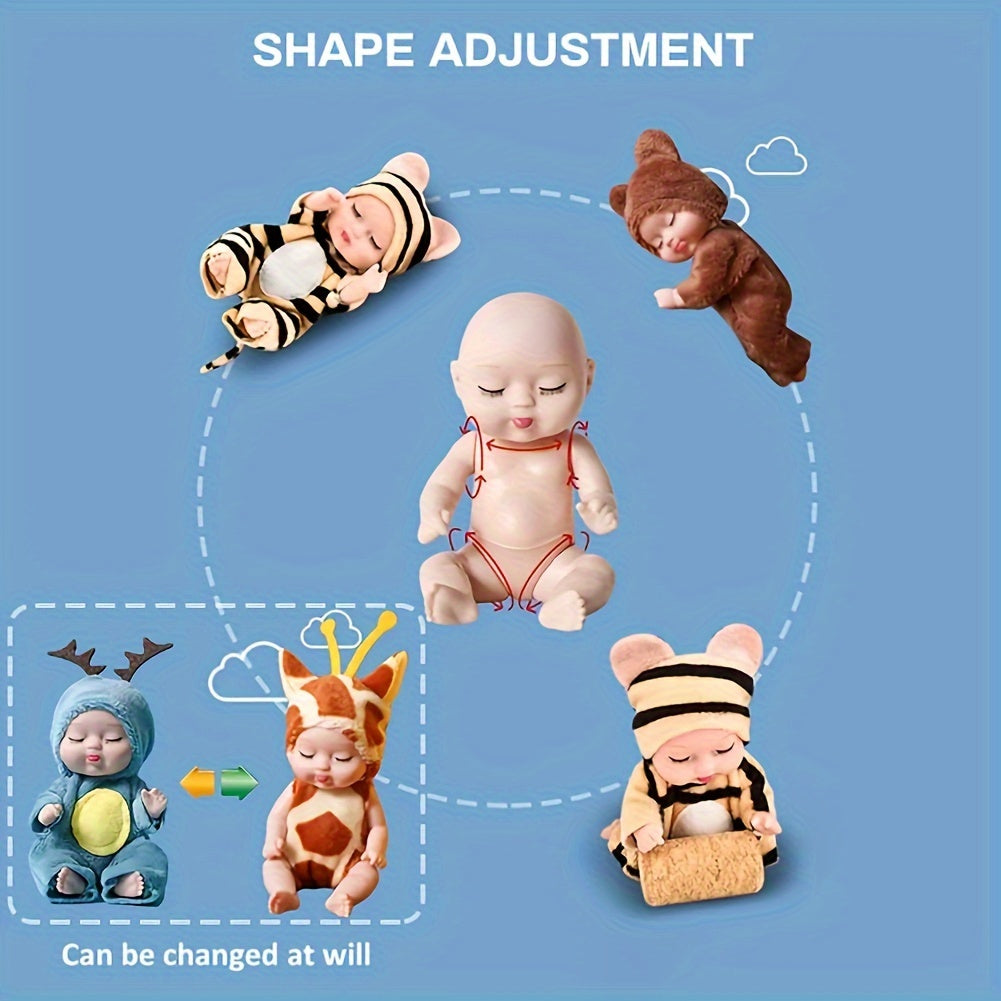 Cute 6-piece set of mini children's dolls - Washable, with animal costumes - Perfect birthday and holiday gifts for girls and boys, Christmas/Halloween gifts, Easter gifts