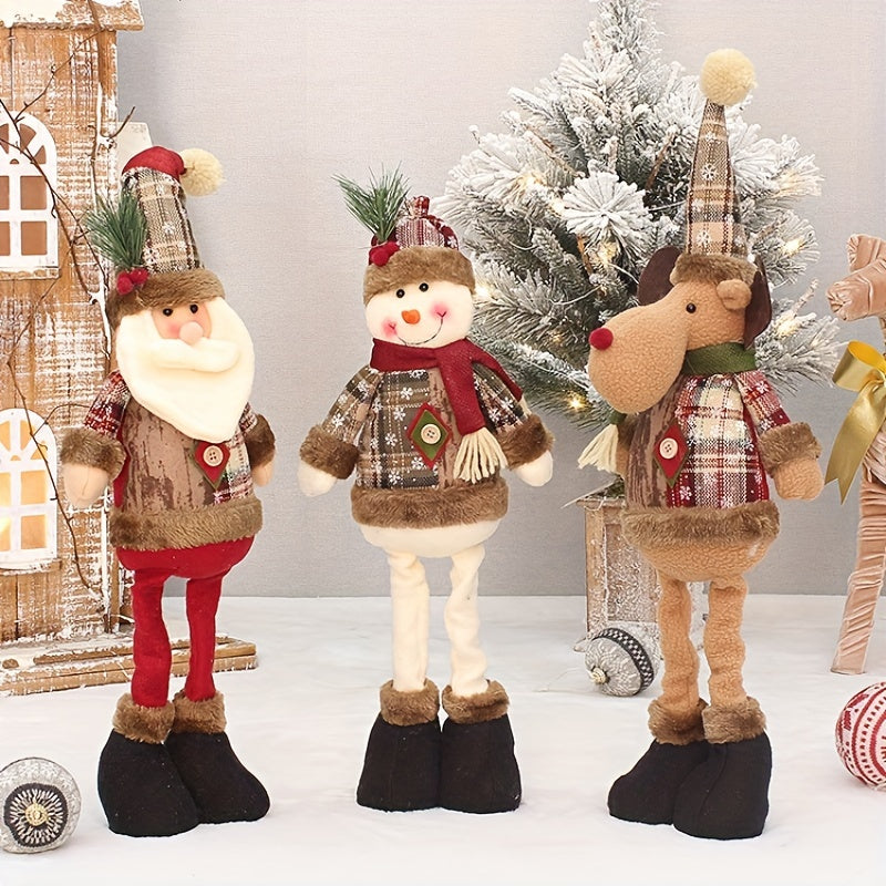 1pc/3pcs, Christmas Dolls Tree Decor New Year Ornament Reindeer Snowman Santa Claus Standing Doll Navidad Decoration Merry Christmas