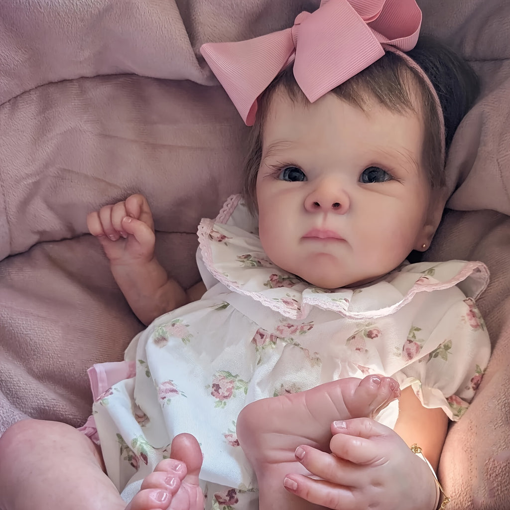 Newborn Baby Doll, 18 Inch Reborn Baby Dolls Soft Touch Baby Doll, Lifelike Realistic Real Looking With Veins Handrooted Hair Toddler For Kids Birthday/Christmas Gifts