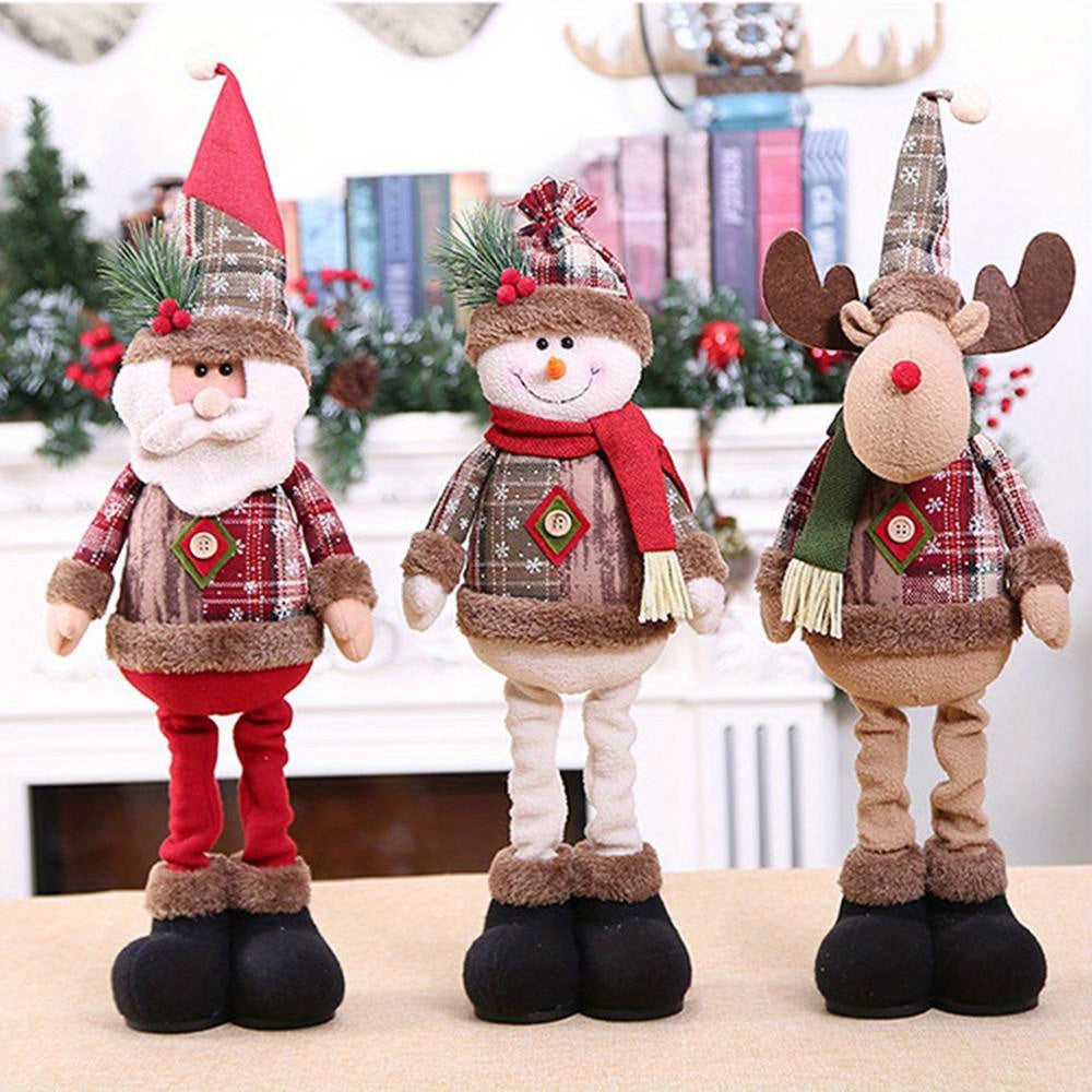 1pc/3pcs, Christmas Dolls Tree Decor New Year Ornament Reindeer Snowman Santa Claus Standing Doll Navidad Decoration Merry Christmas