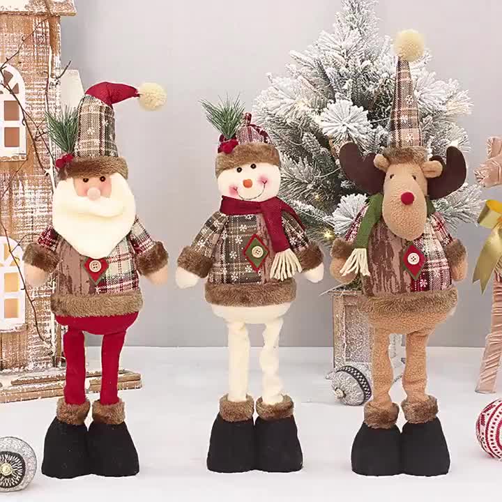 1pc/3pcs, Christmas Dolls Tree Decor New Year Ornament Reindeer Snowman Santa Claus Standing Doll Navidad Decoration Merry Christmas