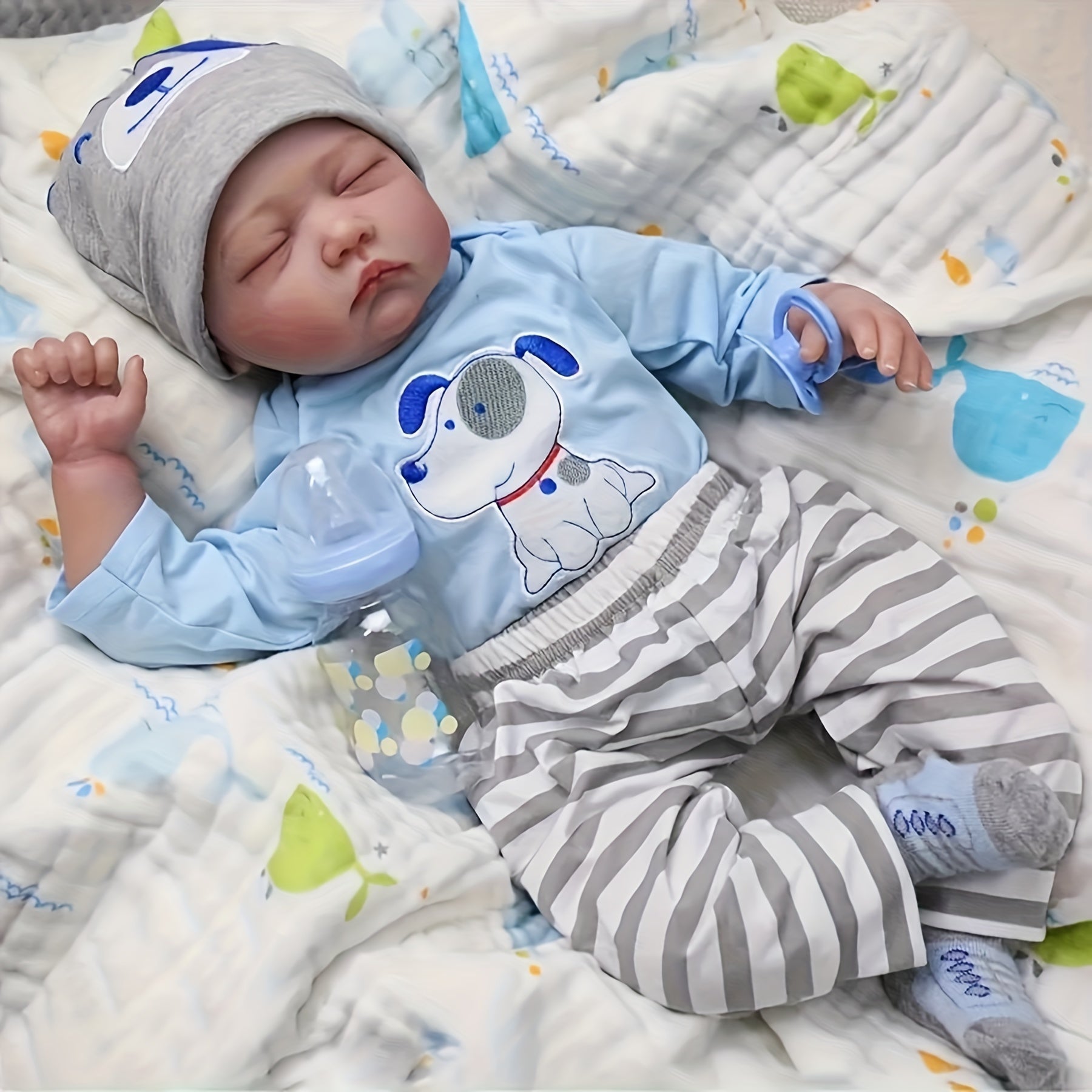 22inch 55cm Reborn Baby Dolls Real Life Soft Silicone Vinyl Realistic Reborn Dolls, Reborn Gentle Touch Dolls Handmade Toy Halloween, Christmas Gift